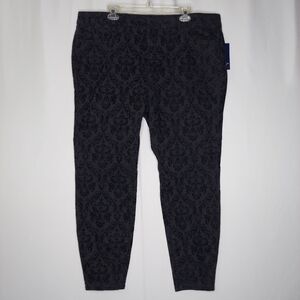 Chaps‎ Jeans Womens 22W Black Gray Paisley Stretch Slim Leg Pocket Romantic Goth